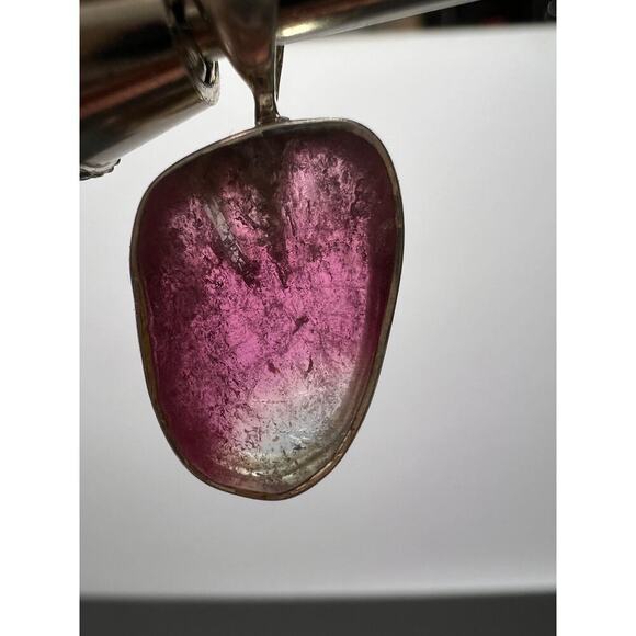 NEW Pink and white tourmaline sterling silver pendant 1.68 grams - Picture 7 of 9